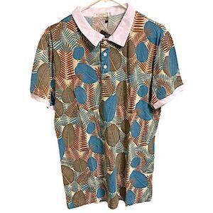 EliteSpirit New Polo Men’s Size Small Short Sleeve Casual Floral Golf Shirt Boho
